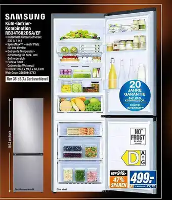 Expert Samsung kühl- gefrierkombination rb34t602dsa-ef Angebot