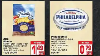 Edeka Arla finello oder philadelphia frischkäsezubereitung Angebot