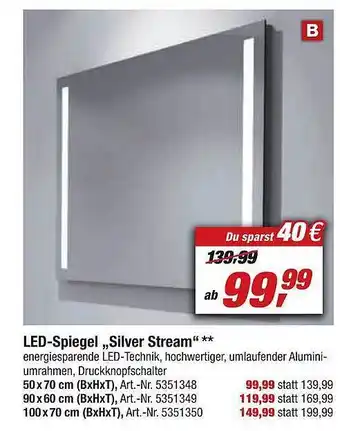 toom Baumarkt Led-spiegel „silver stream“ Angebot