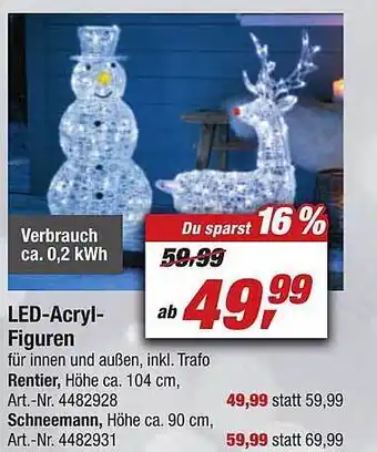 toom Baumarkt Led-acryl-figuren, rentier oder schneemann Angebot