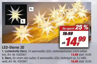 toom Baumarkt Led-sterne 3d, lichterkette stern oder stern Angebot