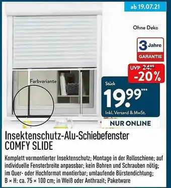 Aldi Nord Insektenschutz-alu-schiebefenster Comfy Slide Angebot