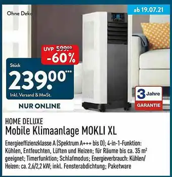 Aldi Nord Home Deluxe Mobile Klimaanlage Mokli XL Angebot