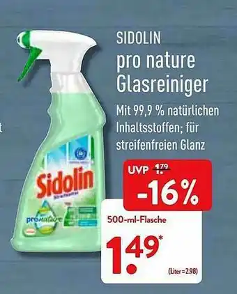 Aldi Nord Sidolin Pro Nature Glasreiniger Angebot