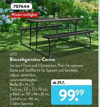 Aldi Süd Leco Bierzeltgarnitur Carina Angebot