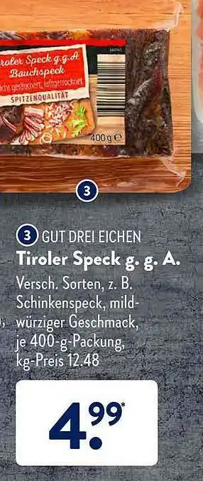 Aldi Süd Gut Drei Eichen Tiroler Speck Gga Angebot