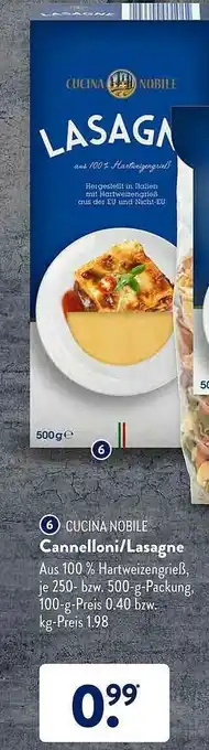 Aldi Süd Cucina Nobile Cannelloni Oder Lasagne Angebot