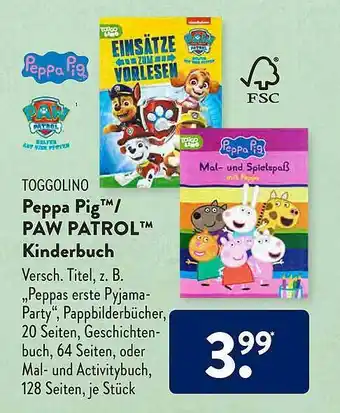 Aldi Süd Toggolino Peppa Pig Oder Paw Patrol Kinderbuch Angebot