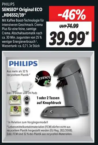 Lidl Philips Senseo Original ECO ,,HD6552/39" Angebot