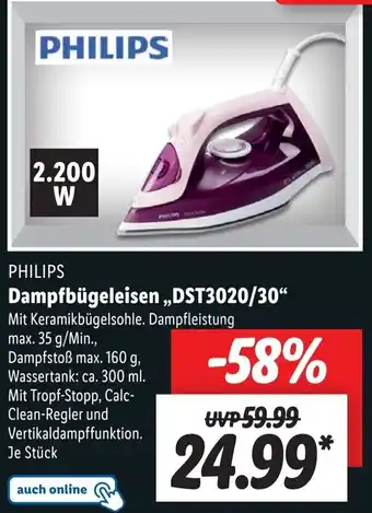 Lidl Philips Dampfbügeleisen DST3020/30 Angebot