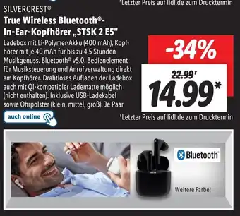 Lidl Silvercrest True Wireless Bluetooth In Ear Kopfhörer STSK 2 E5 Angebot