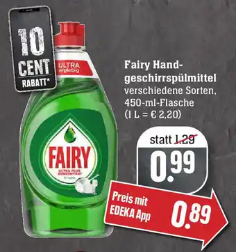 Edeka Neukauf Fairy Handgeschirrspülmittel 450ml Angebot