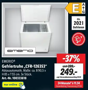 Lidl Emerio Gefriertruhe ,,CFR-126353" Angebot