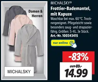 Lidl Michalsky Frottier Bademantel, mit Kapuze Angebot