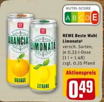 REWE PETZ Rewe Beste Wahl Limonata 0,33L Angebot