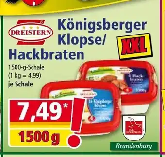 Norma Dreistern Königsberger Klopse/Hackbraten 1500g Angebot