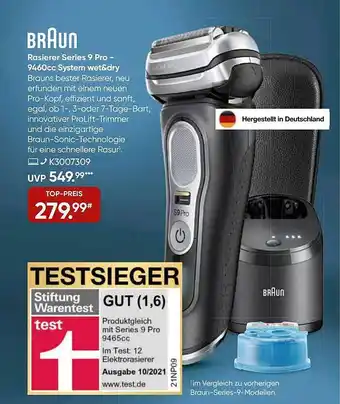 Galeria Braun rasierer series 9 pro - 9460cc system wet&dry Angebot