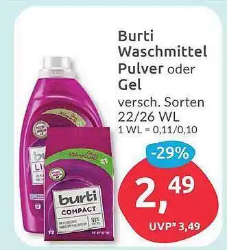 Budni Burti waschmittel pulver oder gel Angebot