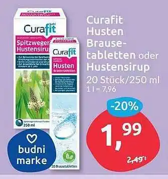 Budni Curafit husten brausetabletten oder hustensirup Angebot