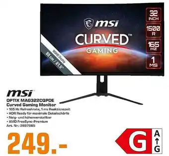 Saturn Msi curved gaming monitor Angebot