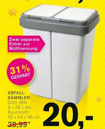 KODi Abfallsammler Duo-Bin 2*25L Angebot