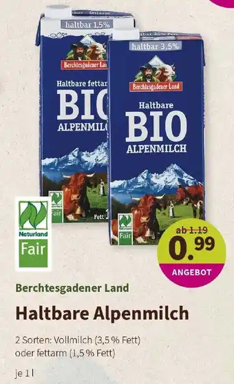 Denns BioMarkt Berchtesgadener Land Haltbare Alpenmilch 1L Angebot