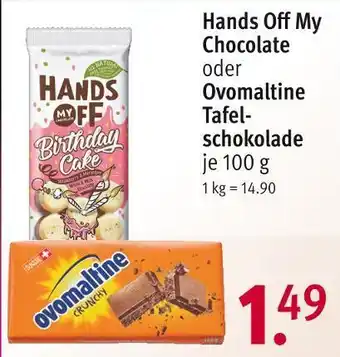 Rossmann Hands off oder ovomaltine my chocolate oder tafelschokolade Angebot