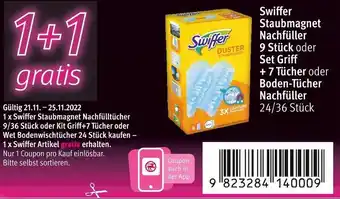 Rossmann Swiffer staubmagnet oder boden-tücher Angebot