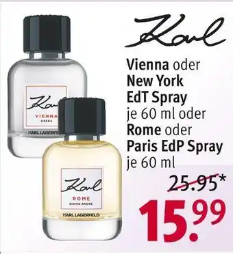 Rossmann Karl vienna oder new york edt spray, rome oder paris edp spray Angebot