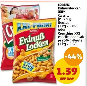 PENNY Lorenz erdnusslocken xxl oder crunchips xxl Angebot