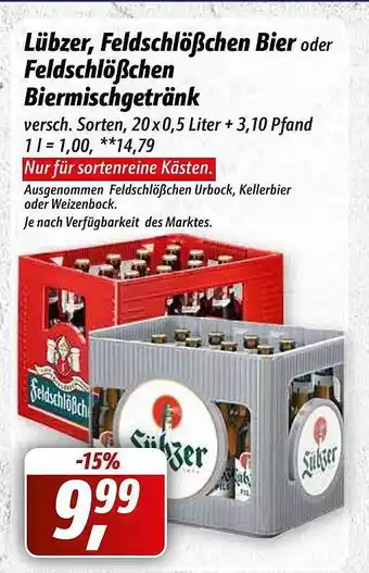 Simmel Lübzer, feldschlößchen bier oder feldschlößchen biermischgetränk Angebot