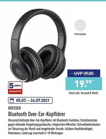 Aldi Nord Bresser Bluetooth Over-ear-kopfhörer Angebot