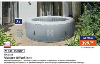 Aldi Nord Home Deluxe Aufblasbarer Whirlpool Splash Angebot