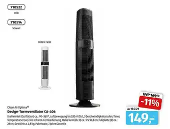 Aldi Süd Clean Air Optima Design-turmventilator Ca-406 Angebot