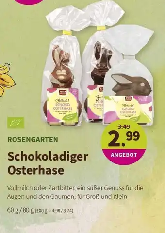 Denns BioMarkt Rosengarten Schokoladiger Osterhase 60g/80g Angebot