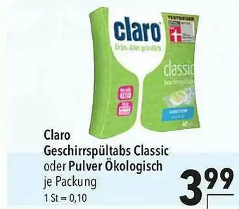 CITTI Markt Claro Geschirrspültabs Classic Oder Pulver ökologisch Angebot