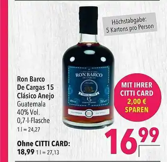 CITTI Markt Ron Barco De Cargas 15 Clásico Anejo Angebot