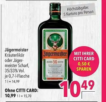 CITTI Markt Jägermeister Angebot