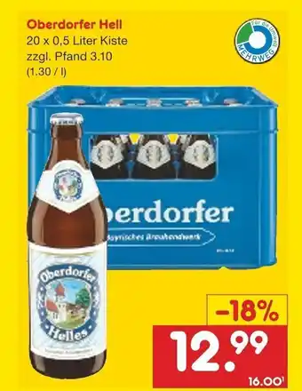 Netto Getränke Discount Oberdorfer Hell 20*500ml Angebot