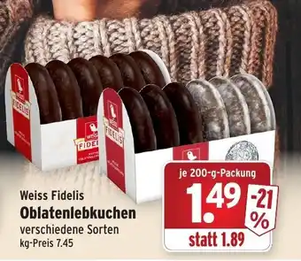 Wasgau Weiss Fidelis Oblatenlebkuchen 200g Angebot