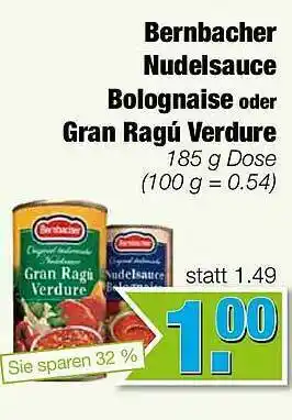 Edeka Scherer Bernbacher Nudelsauce Bolognaise Oder Gran Ragú Verdure Angebot