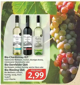 Feneberg Bio-chardonnay Igt Oder Bio-dornfelder Qba Oder Bio-riesling Qba Angebot