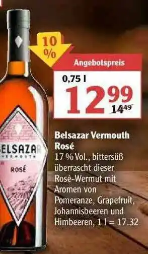 Globus Belsazar Vermouth Rosé Angebot