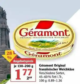 Globus Géramont Original Französischer Weichkäse Angebot