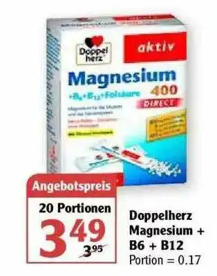 Globus Doppelherz Magnesium + B6 + B12 Angebot