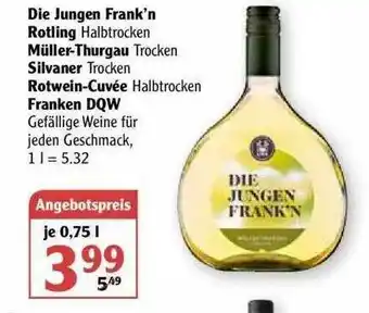 Globus Die Jungen Frank'n Rotling Müller-thurgau Silvaner Rotwein-cuvée Franken DQW Angebot