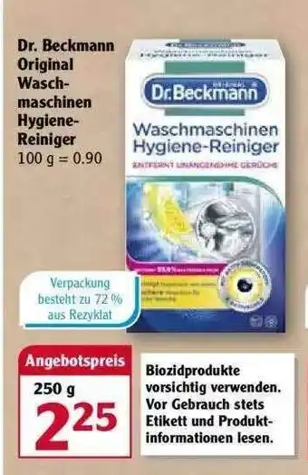 Globus Dr. Beckmann Original Waschmaschinen Hygiene Reiniger Angebot