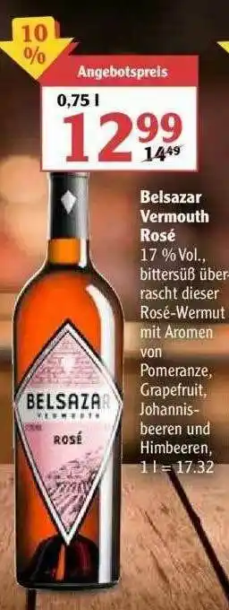 Globus Belsazar Vermouth Rosé Angebot