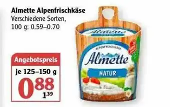 Globus Almemette Alpenfrischkäse Angebot