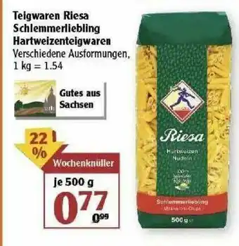 Globus Teigwaren Riesa Schlemmerliebling Hartweizenteigwaren Angebot